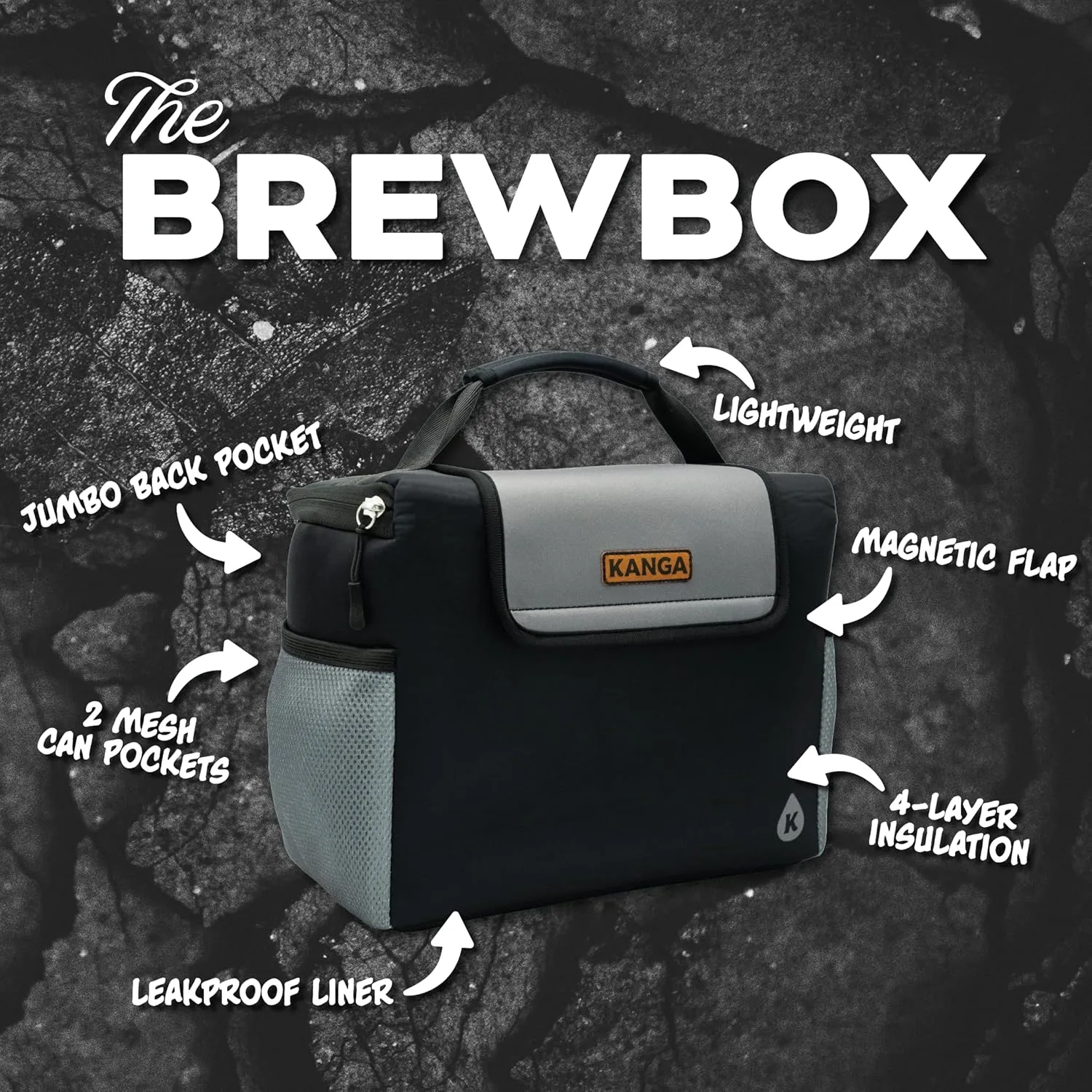 Kanga Softside Cooler Insulated Lunch Box - 4 Layer Insulation Drink Cooler for Food, Snacks, Can Beer and Seltzers - Leak Proof and Durability Tested - Kanga Brew Box