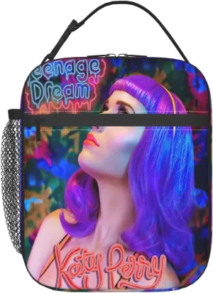 Katy Great Artist Perry Lunch Bag Reusable Lunch Box Large Leakproof Tote Bag for Women Men Lunch Organizer Meal Holder Beautiful Handbag Lunch Zipper Cooler Bag for Activities