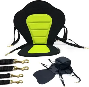 Kayak Seat Back,Universal Deluxe Padded Kayak Seat Cushioned Fishing Boat Seat Comfortable Backrest Support with Adjustable Strap Detachable Storage Bag for Kayaks Boats Canoes