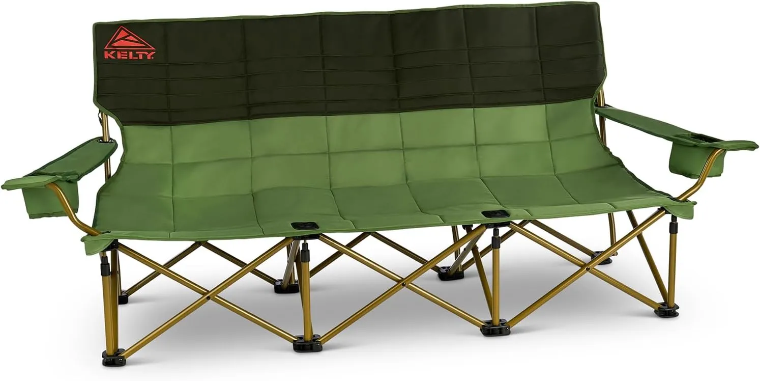 Kelty Lowdown Couch - 3 Person Capacity Camping Chair, Extra Large and Sturdy Bench for Campsites, Soccer Games, and Backyard Parties, 2023 (Dill)