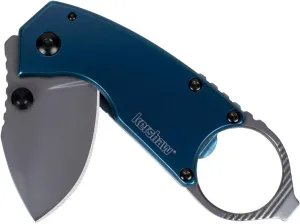 Kershaw Antic Folding Pocket Knife; 1.75-Inch 8Cr13MoV Stainless Steel Bead Blasted Blade, Stainless Steel PVD Coated Handle, Manual Opening, Bottle Opener and Flat Head Screwdriver (8710), Navy