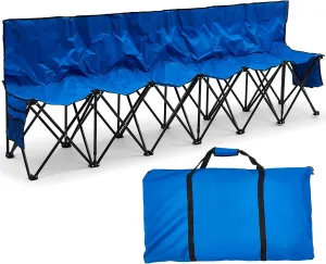 Kigley 6 Seats Folding Soccer Bench Chair Portable Team Sports Sideline Bench for Football Camp Travel Events Outdoor Seating with Storage Bag