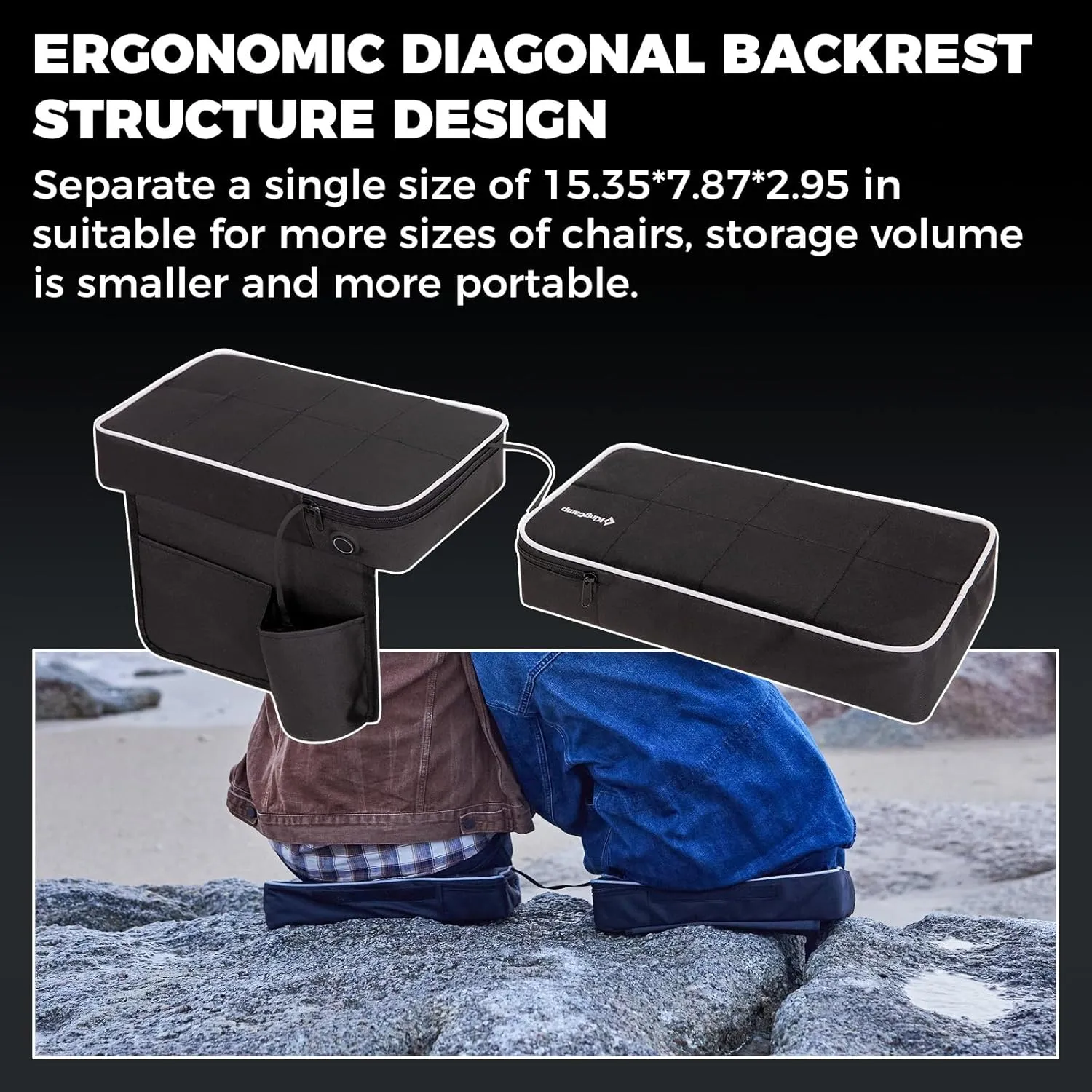 KingCamp Heated Stadium Seats for Bleachers, Portable Camping Seat Cushion with Detachable Dual Nano Heating Pads & PE PU Double Layer Cushion & Large Side Pocket for Camping Stadium Hunting BBQ