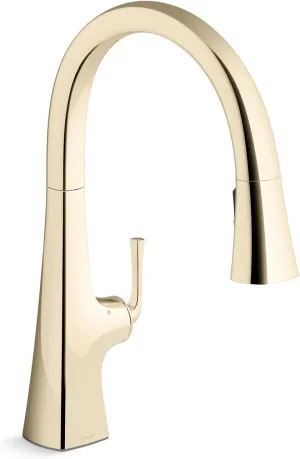 Kohler K-22068-WB-AF Graze Voice-Activated Kitchen Sink Faucet, Vibrant French Gold