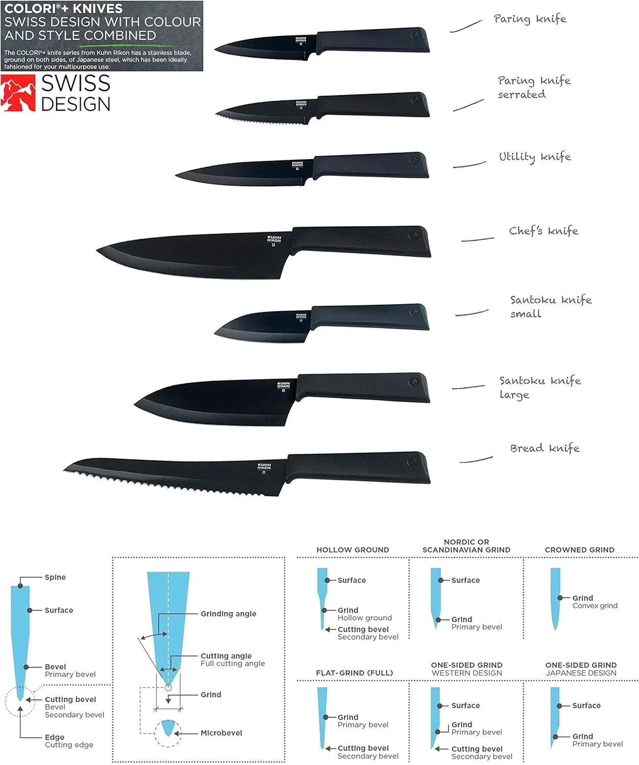 Kuhn Rikon "Colori " Bulk Paring Knife, Blue