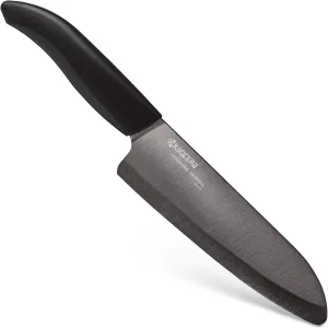 Kyocera Advanced Ceramic Revolution Series 6-inch, Chef's Santoku Knife, Black Blade