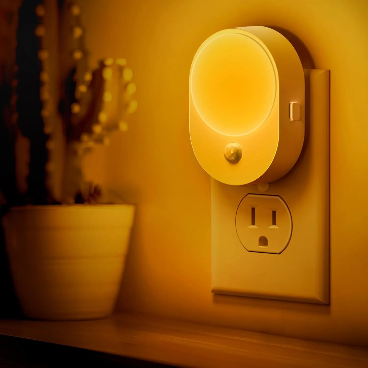 L LOHAS LED Motion Sensor Night Light,[2-Pack] Night Lights Plug into Wall,Motion Sensor and Dusk to Dawn Sensor,2000K Amber Light,Brightness Adjustable,Nightlight for Bathroom Hallway Kitchen