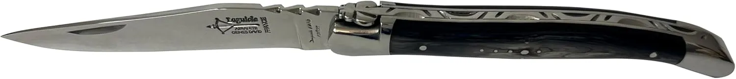 Laguiole Multi-Purpose Folding Knife, 4.8-Inch Sandvik Stainless Steel Blade, Buffalo Horn Handle, Made in France