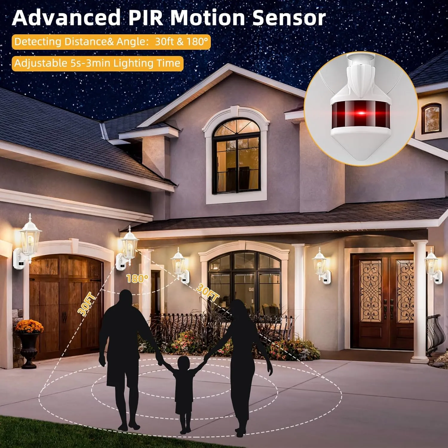 Lamomo Motion Sensor Outdoor Lights, Upgrade Dusk to Dawn White Outdoor Light Fixtures Wall Mounted, 100% Anti-Rust Aluminum Waterproof Porch Lights for Patio Front Door Garage