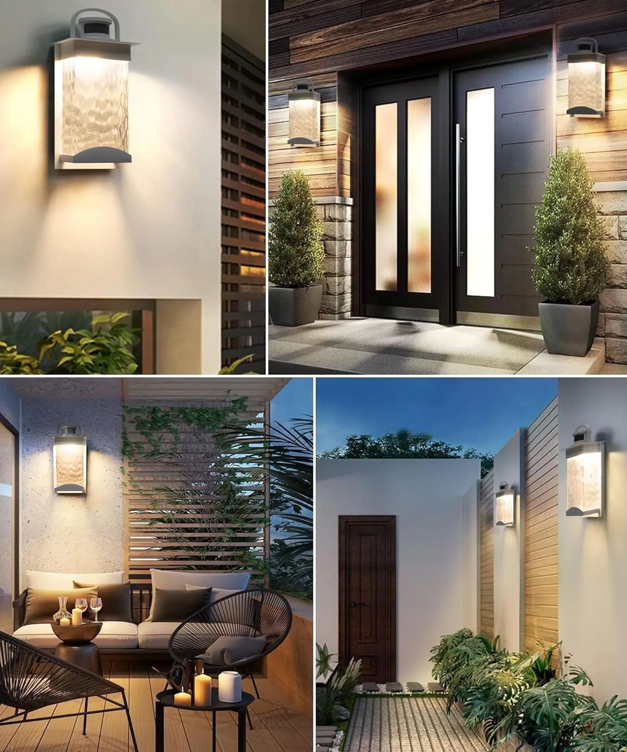 Lamomo Motion Sensor Outdoor Lights, White LED Integrated Modern Porch Lights, 1200 Lumen Dusk to Dawn Outdoor Wall, Waterproof Anti-Rust Exterior Light Fixture, 13W, Modern, Energy Saving