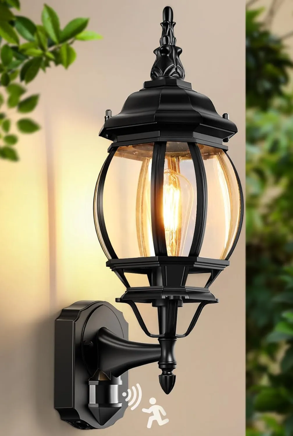 Lamomo Motion Sensor Outdoor Wall Lights,Black Dusk to Dawn Exterior Porch Wall Mount,Large Outdoor Light Fixture for House, 100% Anti-Rust Aluminum Waterproof Sconce Light for Patio Garage