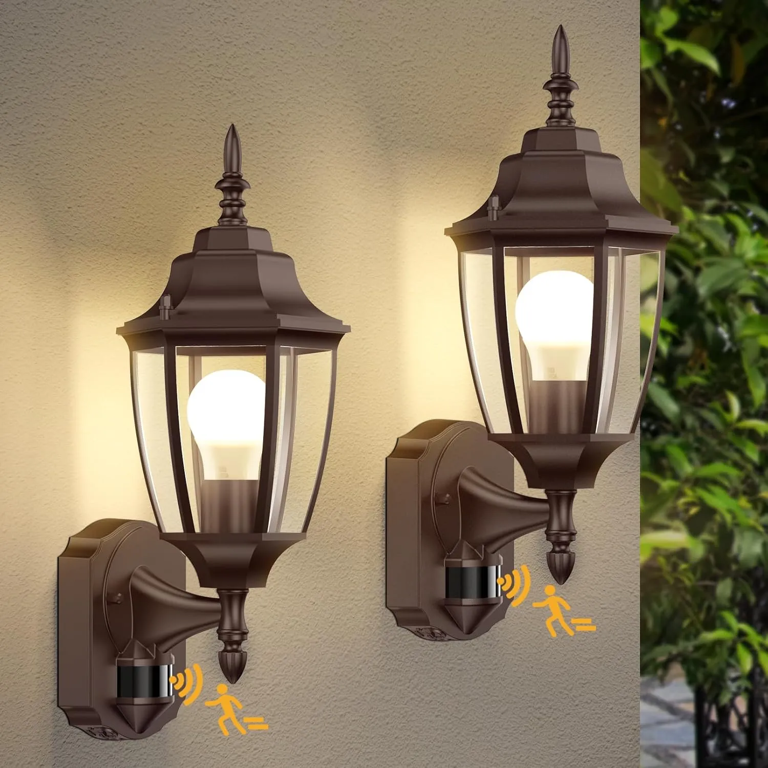 Lamomo Outdoor Wall Sconce, Dusk to Dawn Motion Sensor Bronze Outdoor Light Fixture Wall Mounted, Exterior Aluminum Waterproof Porch Lights for Patio Front Door Garage (1 Pack)