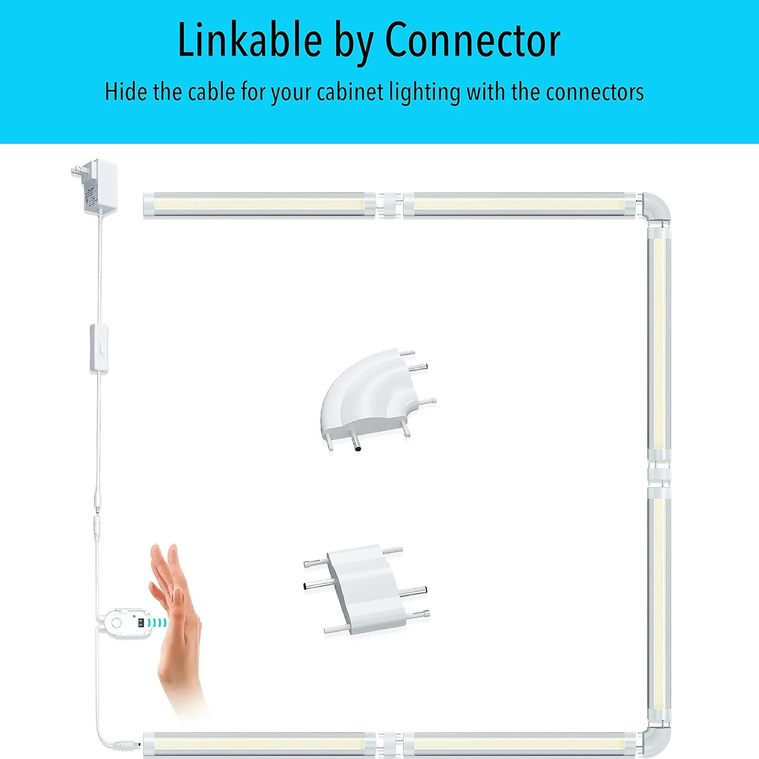LAMPAOUS Under Cabinet Lighting - Motion Sensor Light Bar for Kitchen Cabinet, Above Sink & Linkable - Ideal for Counter Top Use - Cabinet Lighting Solution (Natural White)