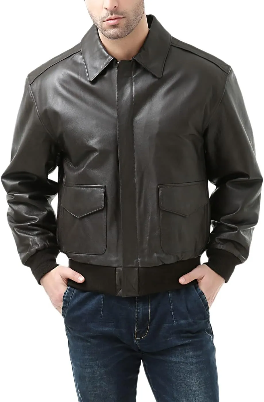 Landing Leathers Men Air Force A-2 Leather Flight Bomber Jacket (Also available in Big & Tall)