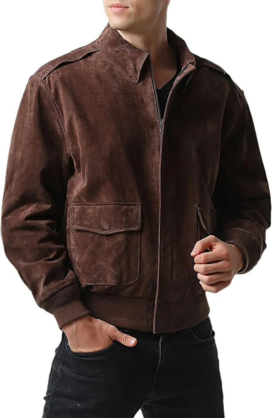 Landing Leathers Men Air Force A-2 Leather Flight Bomber Jacket (Also available in Big & Tall)