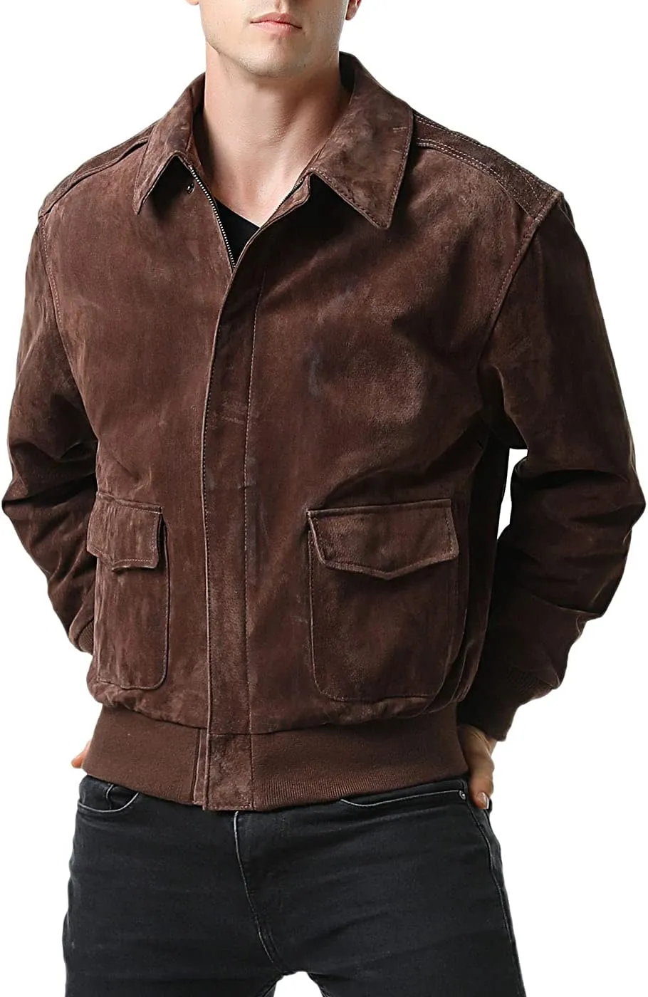 Landing Leathers Men Air Force A-2 Leather Flight Bomber Jacket (Also available in Big & Tall)