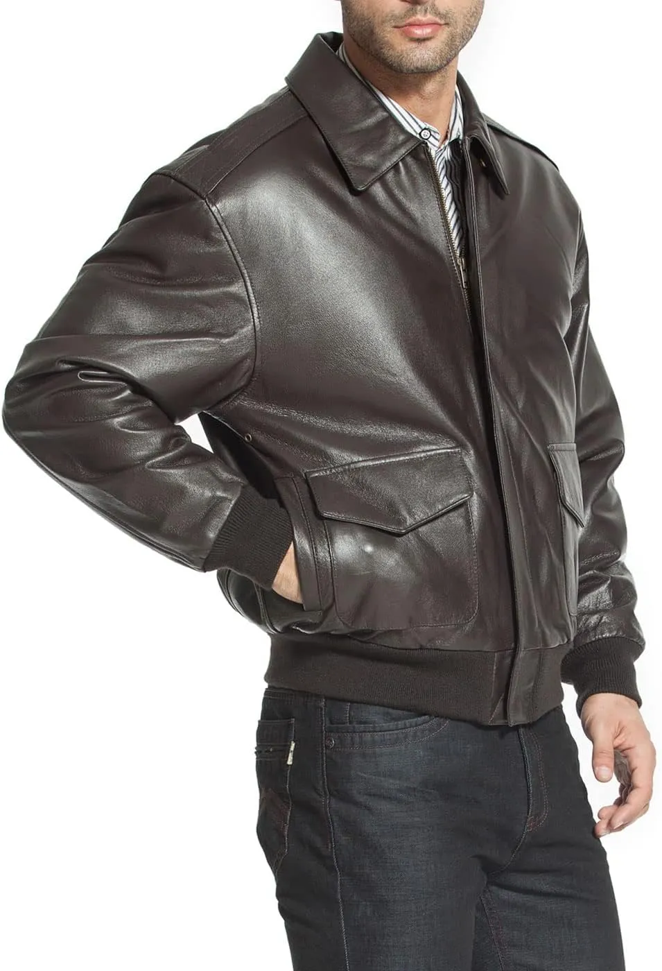 Landing Leathers Men Air Force A-2 Leather Flight Bomber Jacket (Also available in Big & Tall)