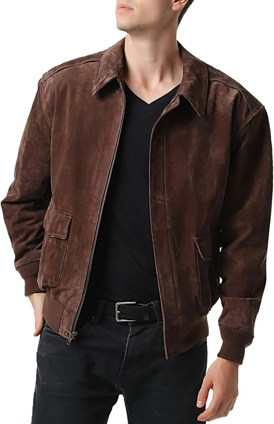 Landing Leathers Men Air Force A-2 Leather Flight Bomber Jacket (Also available in Big & Tall)