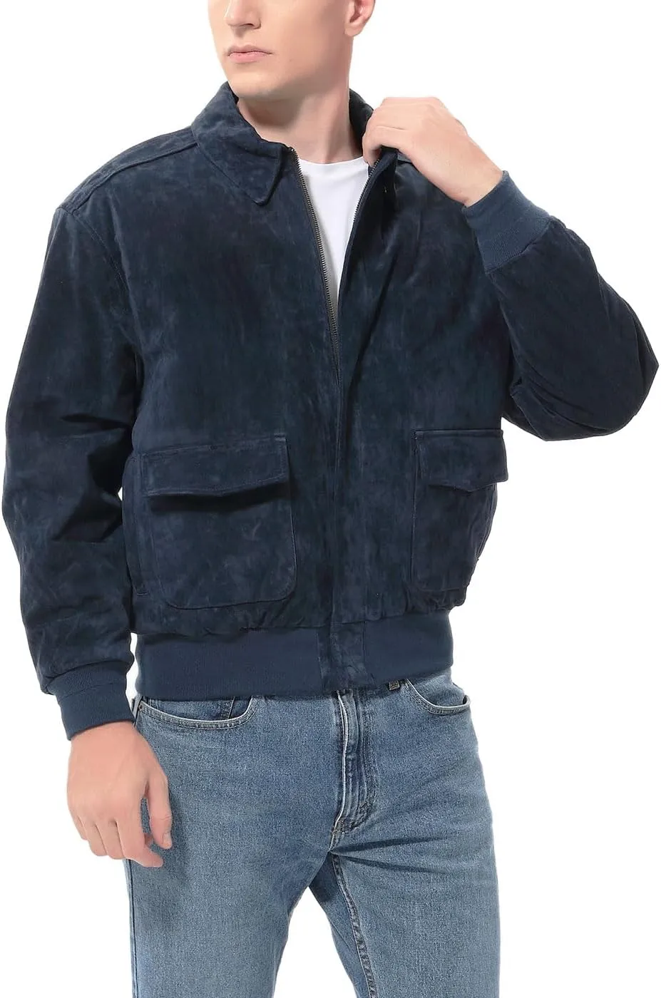 Landing Leathers Men Air Force A-2 Suede Leather Flight Bomber Jacket (Also available in Big & Tall)