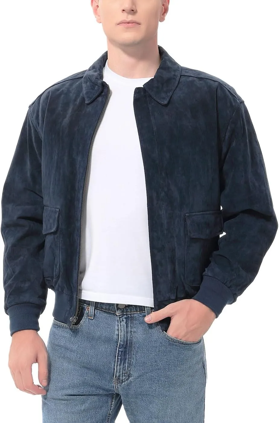 Landing Leathers Men Air Force A-2 Suede Leather Flight Bomber Jacket (Also available in Big & Tall)