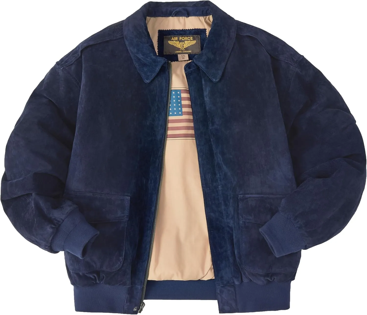 Landing Leathers Men Air Force A-2 Suede Leather Flight Bomber Jacket (Also available in Big & Tall)