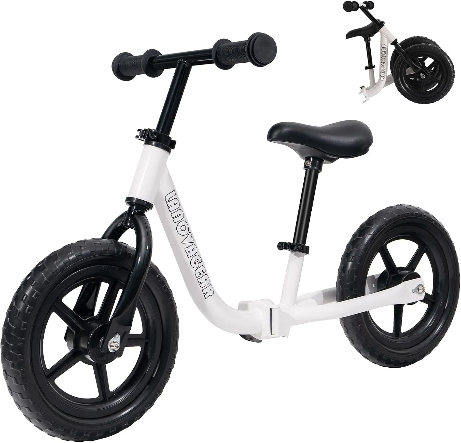 LANOVAGEAR 12” Sport Balance Bike for Kids Ages 18 Months to 5 Years Lightweight, Adjustable Seat, No-Pedal Design for Toddler Boys & Girls