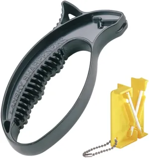 Lansky “The Duo” Knife Sharpener Combo – Quick Edge Replaceable Carbide Pull-Thru Blade Sharpener & Mini Crock Stick Portable Ceramic Rod Sharpener for Kitchen & Outdoor Use - CLSTC