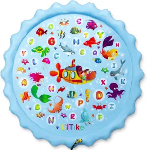 Large Splash Pad for Kids - Alphabet and Mermaid Design - Extra Durable and Non-Toxic Kids Splash Pad with Steady Water Flow - Splash Pads for Toddlers 1-3 and Up - 66.9”.