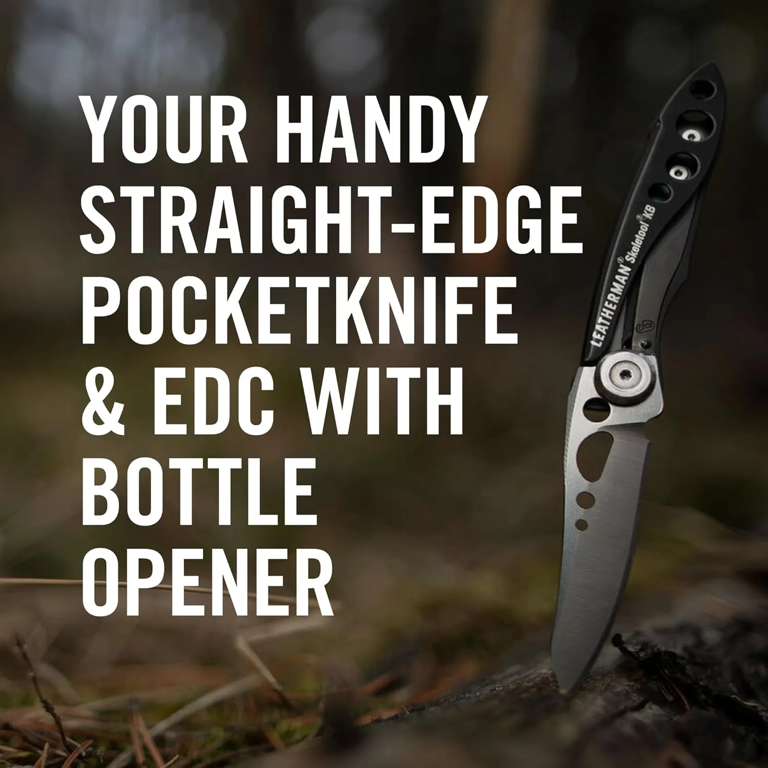LEATHERMAN, Skeletool KB Pocketknife with Straight Edge, Stainless Steel Blade and Bottle Opener, OD Green