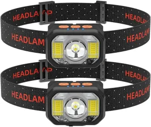 Led Induction Headlight Outdoor Head-Mounted Rechargeable Light Headlight Cob Strong Light Night Fishing Light (Two Packs)
