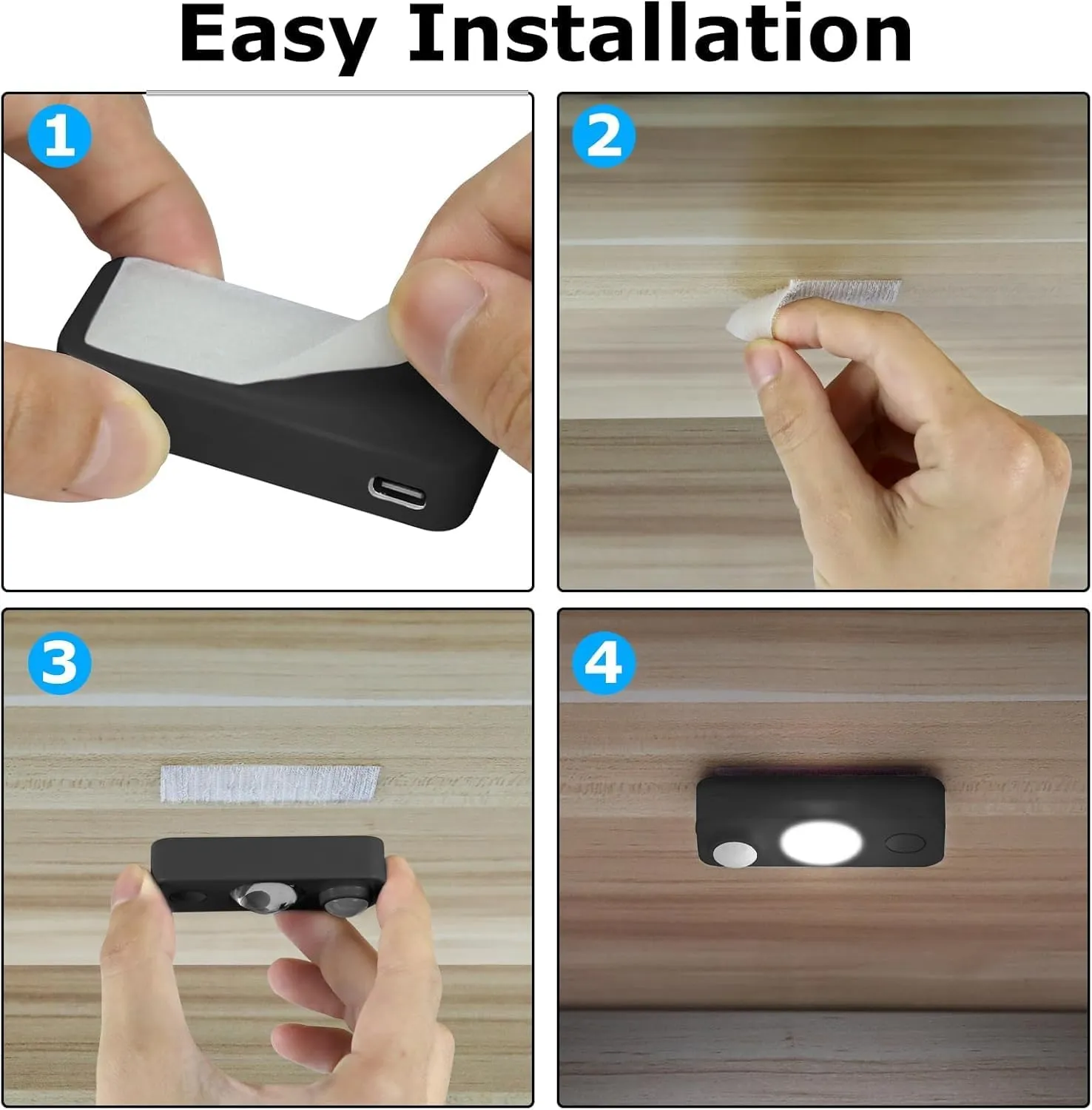LED Motion Sensor Puck Lights, Rechargeable Cabinet Lights, Stick on Wireless LED Night Light for Closet, Drawer, Shelf, Under Cabinet, Daylight White 8Pack, USB Charging Cord Included
