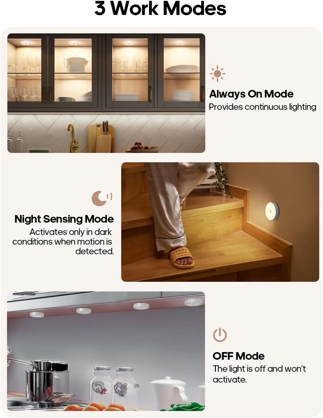 Led Under Cabinet Lights, Wireless Motion Sensor Rechargeable Light, Puck Lights with Remote, 1000mAh Under Counter Lights for Kitchen,cabinets (Warm White 6 Pack)