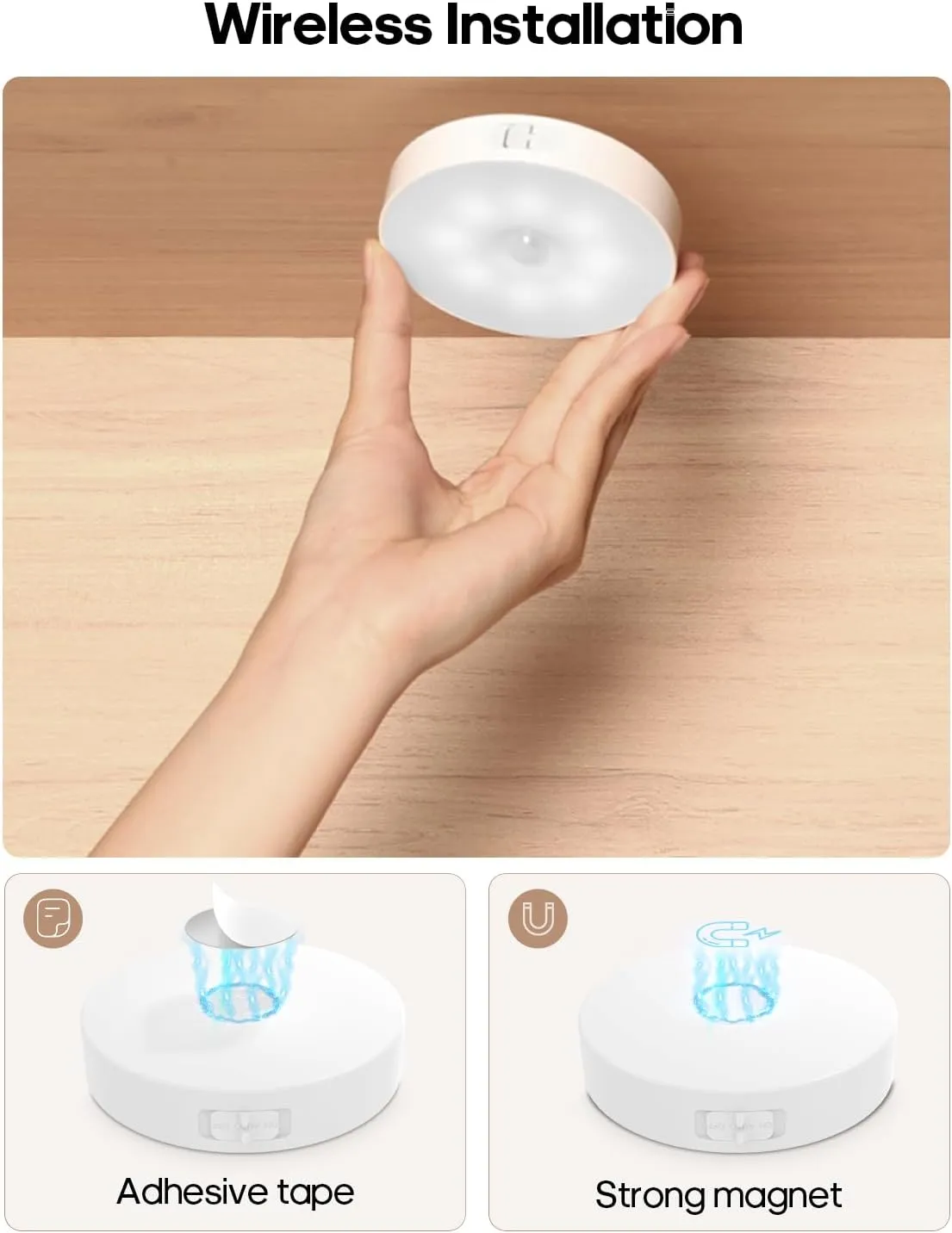 Led Under Cabinet Lights, Wireless Motion Sensor Rechargeable Light, Puck Lights with Remote, 1000mAh Under Counter Lights for Kitchen,cabinets (Warm White 6 Pack)