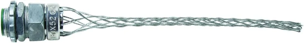 Legrand Pass & Seymour BOX52 Flexcor Wire Mesh Grip, Wide Range, Straight Male, Dust Tight, 3/4" NPT, 0.520"-0.730" Cable Grip Range, Silver (1 Count)