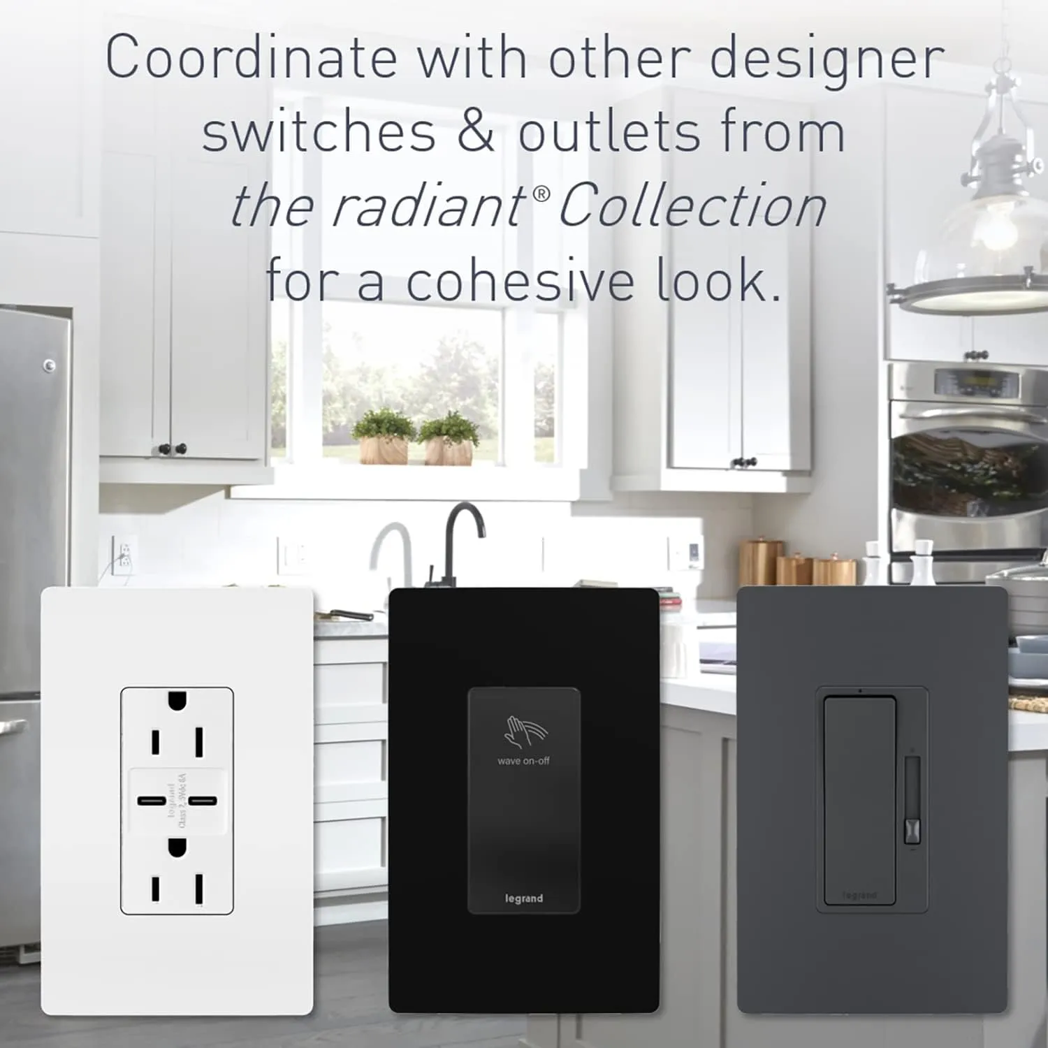 Legrand radiant R26USBAC6LA 15 Amp Tamper-Resistant Decorator Duplex Receptacle Outlet with Ultra Fast USB A/C 6.0A Charging Ports, Light Almond (1 Count)