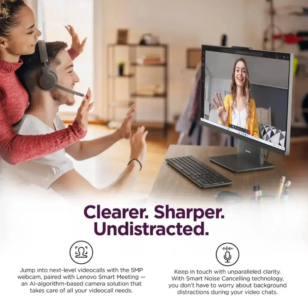 Lenovo ThinkCentre All-in-One Business Computer, 23.8" FHD Display, Intel 6-Core Processor, 16GB DDR5 RAM, 512GB PCIe SSD, Wi-Fi 6, HDMI, USB-C, Webcam, Windows 11 Pro
