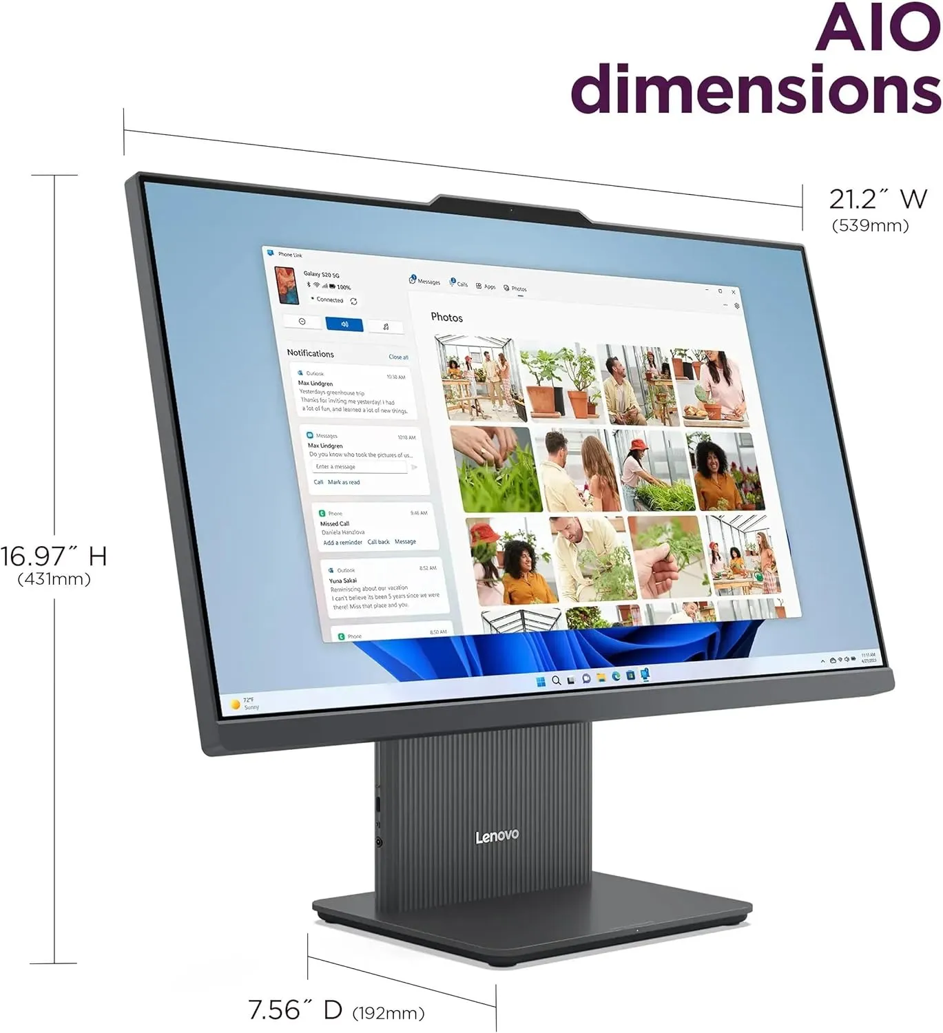 Lenovo ThinkCentre All-in-One Desktop Computer, 24" FHD IPS Display, 5-core Intel U300 Processor, 16GB DDR5, 512GB SSD, Wi-Fi 6, USB-C, HDMI in&Out, Wired KB&Mouse, Windows 11 Pro
