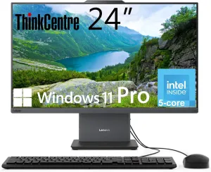 Lenovo ThinkCentre All-in-One Desktop Computer, 24" FHD IPS Display, 5-core Intel U300 Processor, 16GB DDR5, 512GB SSD, Wi-Fi 6, USB-C, HDMI in&Out, Wired KB&Mouse, Windows 11 Pro