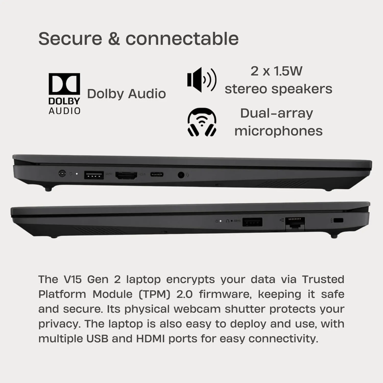 Lenovo V15 AI-Powered Business Laptop • Copilot Ready • 32GB RAM • 1TB PCIe SSD • 15.6 FHD Display w/Low-Blue Light • HDMI • Long Battery Life • Intel Processor • Ethernet Port • Win 11 Pro