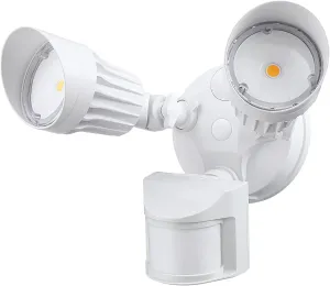 LEONLITE COB LED Security Light, Motion Sensor Flood Lights Outdoor, Aluminum, 3 Modes Motion Detector Dusk to Dawn Switch Control, 100-277V, Adjustable 2-Head, IP65, 5000K Daylight, ETL, White