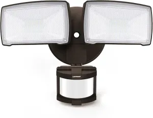 LEPOWER 30W LED Security Lights Motion Sensor Light Outdoor, 3200LM Motion Security Light, 5500K, IP65 Waterproof, 2 Head Motion Detector Flood Light for Garage, Yard, Porch, Brown (NOT Solar Powered)