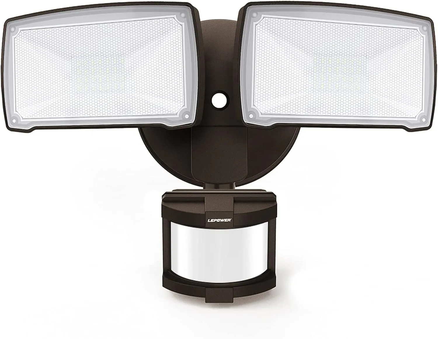 LEPOWER 30W LED Security Lights Motion Sensor Light Outdoor, 3200LM Motion Security Light, 5500K, IP65 Waterproof, 2 Head Motion Detector Flood Light for Garage, Yard, Porch, Brown (NOT Solar Powered)