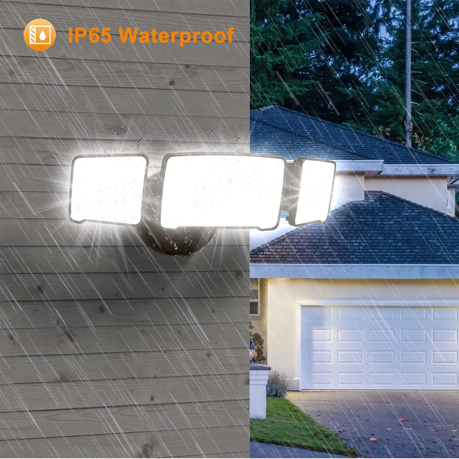 LEPOWER 3500LM Dusk to Dawn Flood Light Outdoor,35W LED Flood Light, Outdoor Security Lights with Photocell, 3200K, IP65 Waterproof, Exterior Flood Lights for Garden, Garage, House, Backyard (Brown)