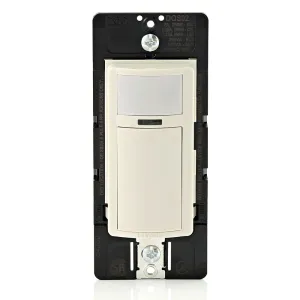 Leviton DOS02-1LT Motion Sensor Light Switch, Motion Activated, Auto-On/Auto-Off or Manual-On, 2A, No Neutral Wire Required, Single Pole, Light Almond