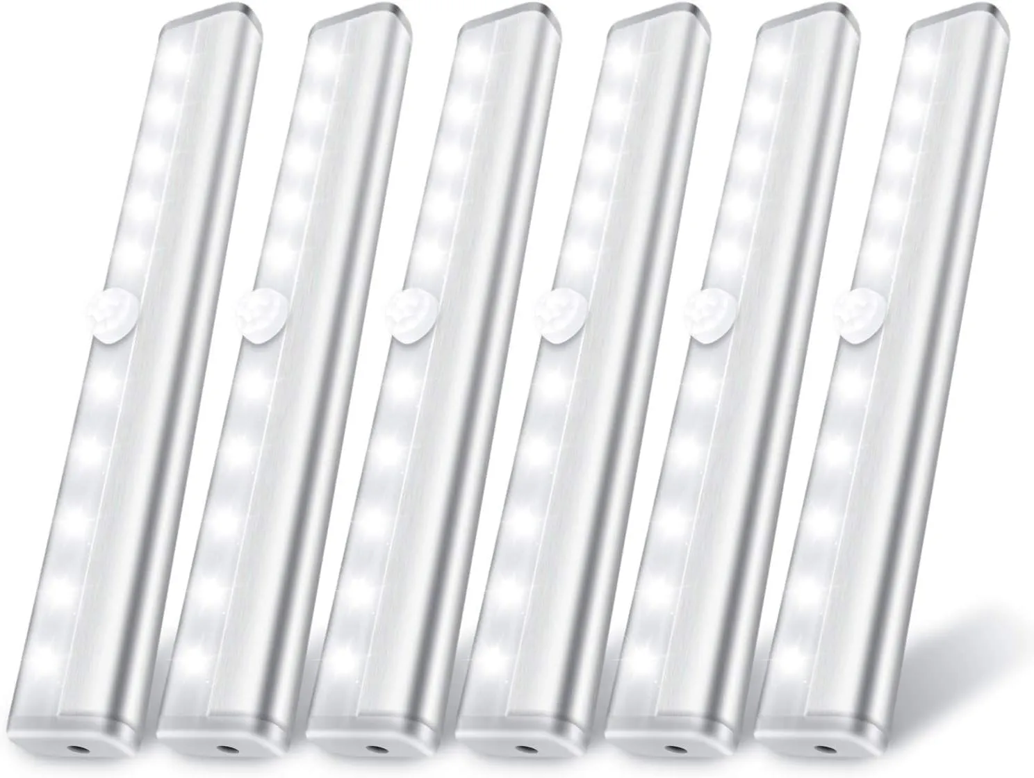 lexall 6 Pack LED Motion Sensor Lights, 10 LED Closet Battery Operated Lights, Stick-On Anywhere Magnetic Night Light Bar, Led Safe Light Indoor for Closet Stairs Wardrobe Under Cabinet