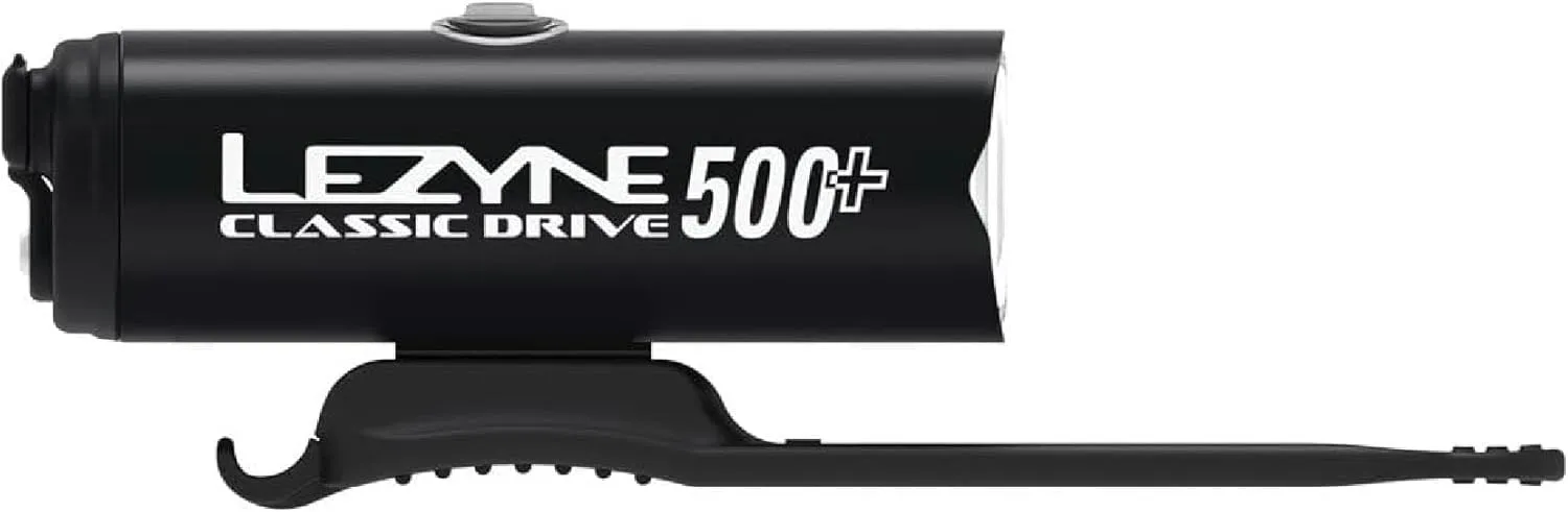 LEZYNE Classic Drive 500 Lumens Bicycle USB Rechargeable IPX7 White LED Front Light w/Multiple Solid & Flash Modes | Integrated Versatile Strap Mount Compatible w/Helmets & Handlebars