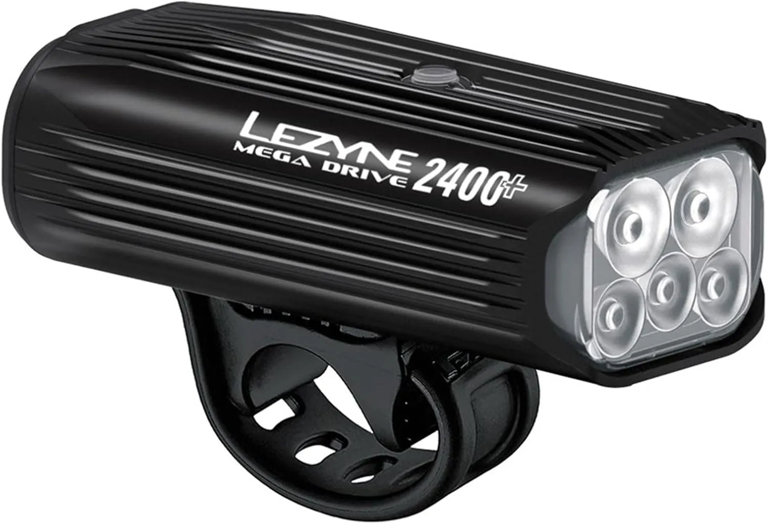 LEZYNE Mega Drive Bicycle USB Rechargeable Durable Weather-Resistant IPX7 White LED Front Light with Multiple Solid & Flash Modes | Integrated Silicone Rubber Strap Mount | 2400/1800 Lumens Options