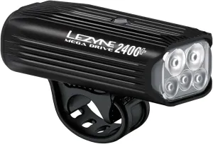 LEZYNE Mega Drive Bicycle USB Rechargeable Durable Weather-Resistant IPX7 White LED Front Light with Multiple Solid & Flash Modes | Integrated Silicone Rubber Strap Mount | 2400/1800 Lumens Options