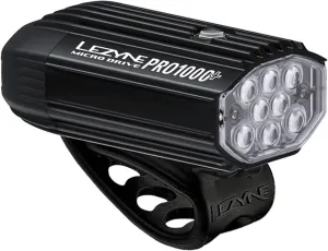 LEZYNE Micro Drive Pro Bicycle USB Rechargeable IPX7 White LED Front Light w/Multiple Solid & Flash Modes | Integrated Silicone Rubber Strap Mount - 800/1000 Lumens Options