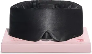 LitBear Silk Sleep Mask, 22 Momme Mulberry Silk Light Blocking, Face-Hugging Padded Eye Cover with Adjustable Hook and Loop Band (Black)